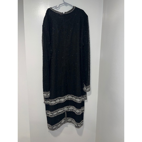 Brilliante By J.A. Dresses & Skirts - BRILLIANTE by JA Black Beaded Sequin Long Sleeve Cocktail Party Dress Size L